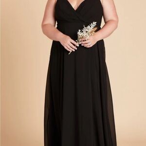 Birdy Grey Black Sleeveless V-Neck Maxi Gown. Kaia Chiff